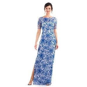 JS Collection Illusion Embroidery Lace Formal Dress Elegant Wedding Womens Sz 10